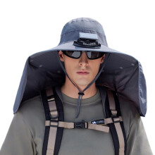 Solar Fan Hat with 11cm Wide Brim, Detachable Neck Flap, QuickDry Breathable Nylon Sun Protection for Outdoor Activities (Dark Gray, 55–60cm)