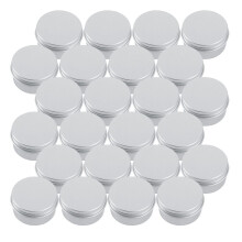 30Ml Silver Small Aluminium Rund LäPpbalsam FöRvaringsburkbehåLlare med Skruvlock för LäPpbalsam, Kosmetika, Ljus eller Te (FöRpackning med 24)
