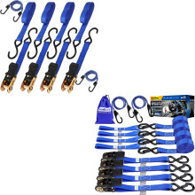 Heavy Duty Ratchet Tie Down Straps 15ft with SafetyLock Rubber Hooks for Truck and Trailer Cargo
