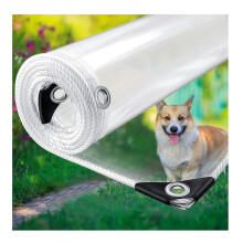 Clear Vinyl Tarp Heavy Duty Waterproof PVC Tarpaulin with Grommets, 0.35mm Transparent Balcony Rain Curtain 1.9x1m