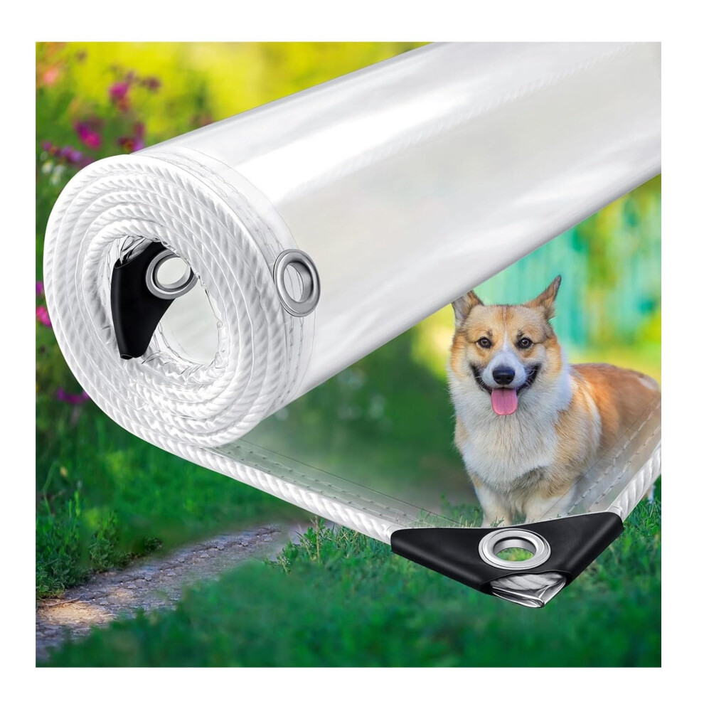 Clear Vinyl Tarp Heavy Duty Waterproof Pvc Tarpaulin With Grommets, 0.35Mm Transparent Balcony Rain Curtain 1.9X1m 9073542839613