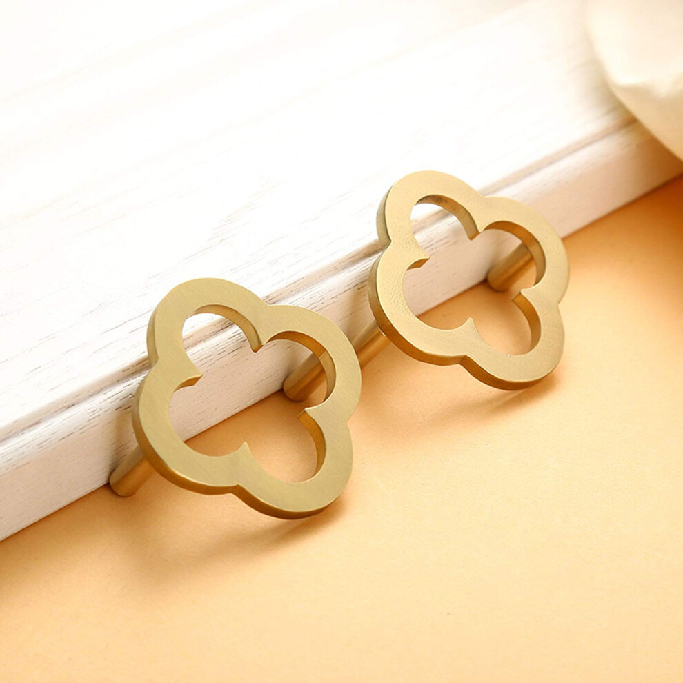 6Pcs Gold Plum Blossom Drawer Knobs, Polished Brass Cabinet Handles For Kitchen Cupboard And Wardrobe 9092120320749