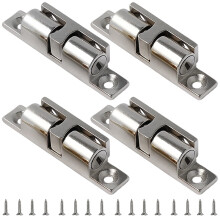 4 Set Nickel Cabinet Door Lock Touch Snap Bead Lock for Wardrobe and Furniture Home Improvement