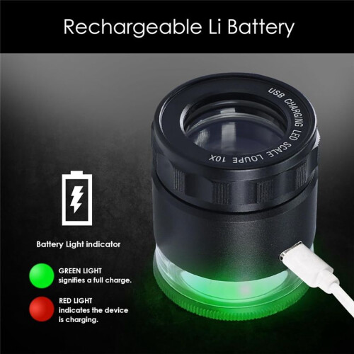 10X Rechargeable Magnifier with Optical Glass Lens with Removable Multi-Function Scale with LED Light for Coinsand Stamp 1