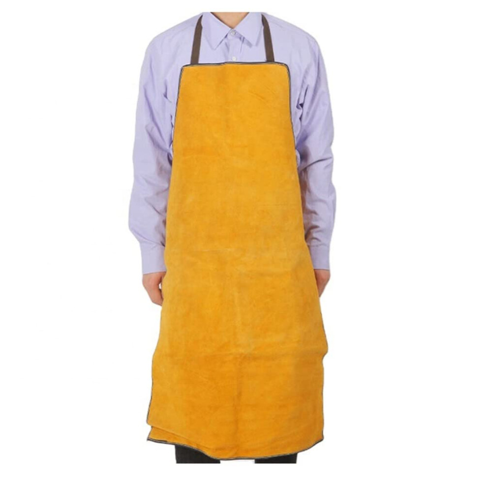 Heat Resistant Leather Welding Apron 60X90cm Yellow Heavy Duty Flame Retardant Blacksmith Work Apron Adjustable Straps 9073542839811