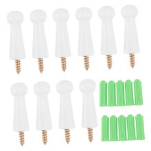 Wall Mounted Coat Hooks Set of 10 Wooden Hooks White Finish for Bathroom Bedroom Kitchen