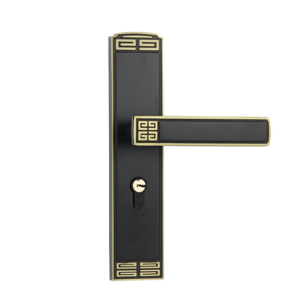 Silent Bedroom Door Handle Lock Black, Durable Steel Privacy Lock For Interior Wooden Doors 9092120320893
