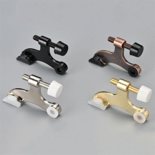 2Pcs Door Hinge Pin Stop Adjustable Heavy Duty Hinge Mounted Door Stop with Rubber Buffer A2 2