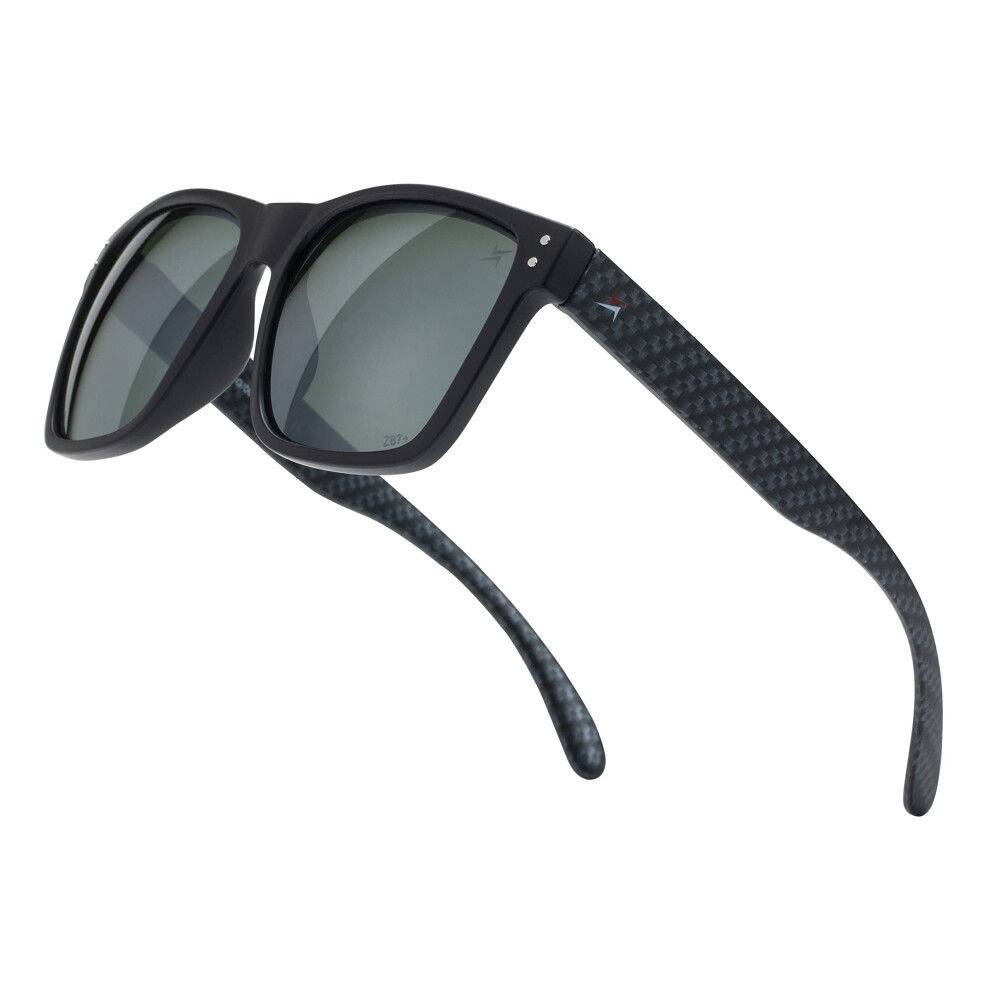Ansi Z87+ Polarized Safety Sunglasses Uv400 Impact Resistant Green Mirror Lens Lightweight Carbon Frame Xlarge Fit 9073542839989