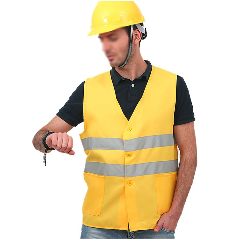 Yellow Reflective Safety Vest For Running Cycling, Visibility Lightweight Breathable Work Vest With Pockets 9771547695790
