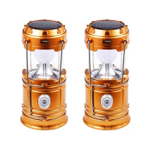 2X Lanterna Portatile un LED Solare Lampada Torcia Telescopica Lampada Multifunzione per Tende da Campeggio All'Aperto Illuminazione COB Oro