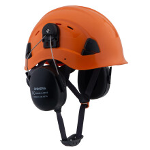 Safety Hard Hat with Ear Muffs NRR 24 Hearing Protection Construction Helmet ANSI Z89.1 Class C Adjustable Fit Orange