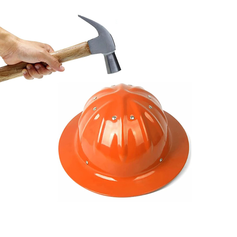 Aluminum Alloy Full Brim Hard Hat, Vented Safety Helmet With 4Point Suspension, Adjustable Fit, Orange 9092120321104