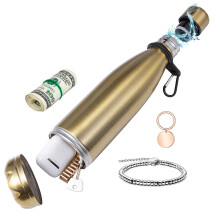 Hidden Water Bottle Safe with Leakproof Hidden Storage Compartment for Travel and Valuables Golden