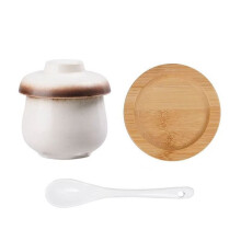 Coque-Œufs en Céramique pour le Petit-Déjeuner - Bol à Ragoût Compatible Micro-Ondes avec Couvercle, Ocre
