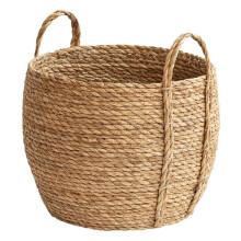 Decorative Planter Basket, Rattan Woven Flower Pot with Handles for Indoor Use Small