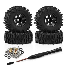 Cerchio con Mozzo Ruota In Metallo da 0,7 Pollici con Pneumatici In Gomma da 40 mm per Axial Nero