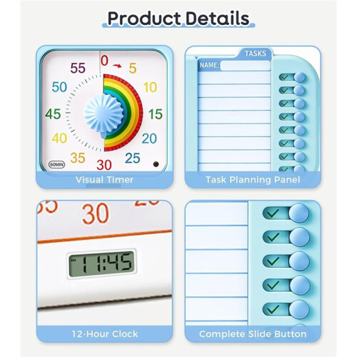 3in1 Visual ADHD Timer for Kids & Adults with Planning Board, Task Timer, Chore Chart & Visual Schedule Planner 1