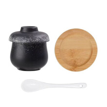 Coque-Œufs en Céramique pour le Petit-Déjeuner - Bol à Ragoût Compatible Micro-Ondes avec Couvercle pour la Cuisine - Motif Neige