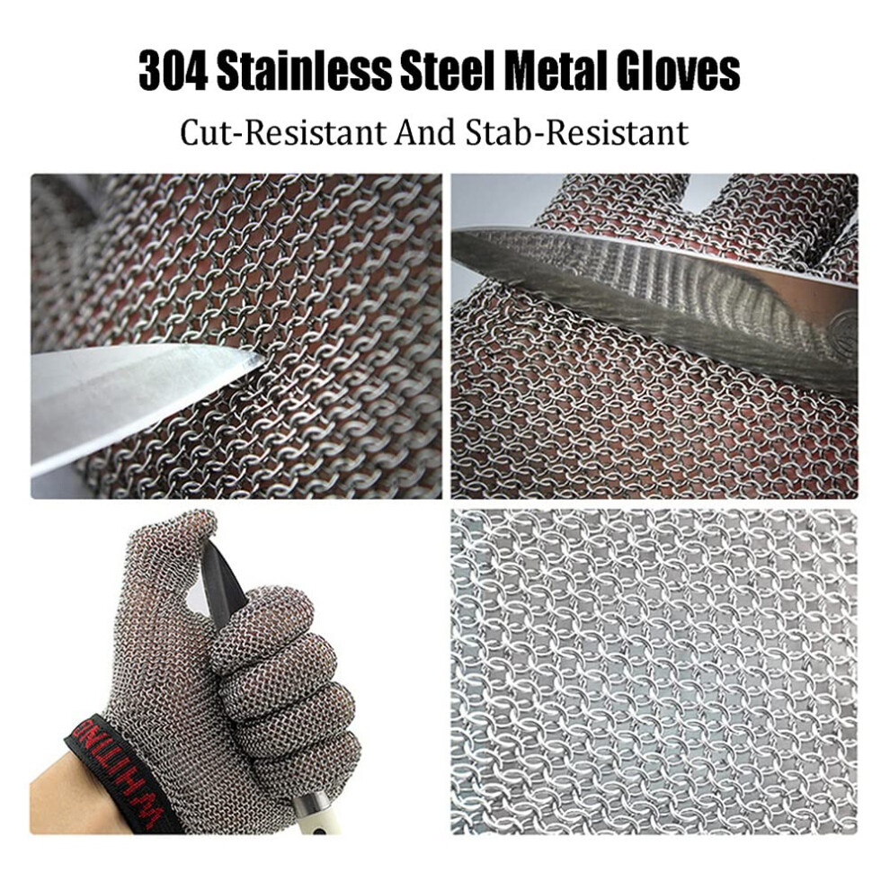 Stainless Steel Cut Resistant Work Gloveâ¯Xlâ¯ÂÂ¯Food Grade Metal Mesh Butcher Safety Glove With Adjustable Strap 9330225539919