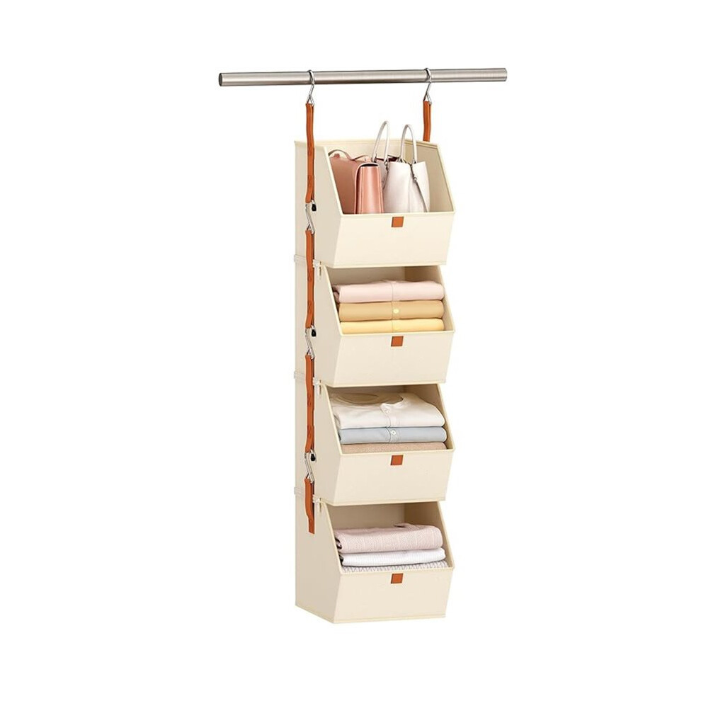 Saudism Wardrobe Storage Bags 4-Tier Hanging Closet Organizer, Space-Saving Design