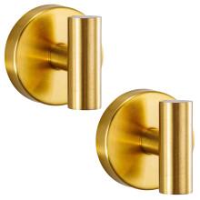Brushed Gold Suction Cup Hooks No Drill Stainless Steel Shower Hooks for Bathroom Towel and Robe 2 Pack