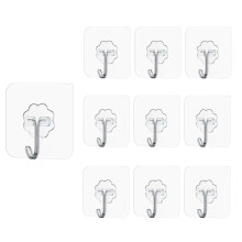 Heavy Duty Adhesive Wall Hooks 10kg, Transparent No Drill Hooks for Kitchen Bathroom Towels Keys