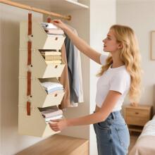 Wardrobe Storage Bags 4-Tier Hanging Closet Organizer, Space-Saving Design