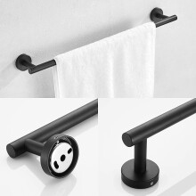 Matte Black Bathroom Hardware Set 3 Piece Rustproof Stainless Steel Towel Bar Hook Holder Modern Style