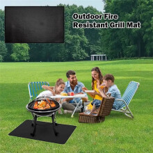 Fire Resistant Grill Mat BBQ Grill Mat Folding Oil-Proof Grill Floor Pads Fireproof Floor Mat Fire Pit Mat for Deck B