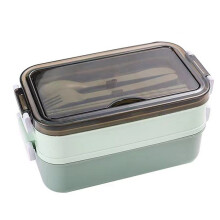 2-Lagers Lunchbox Mikrovågsugn Lunchbox Matförvaringsbox Bento Box för Studenter Barn Kontorsarbetare Grön