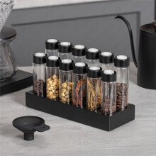 Kaffebönor Förvaringsbehållare Displayställ Valnöt Terör Flaska Glas Espressokaffe Tillbehör Verktyg