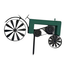 Garden Stake,Farm Tractor,Turning Wheels, Vintage Finish,Tractor Wind Spinner,Tractor Yard Stake Cart Green