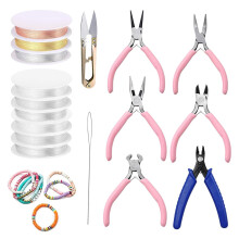 17 Pinces à Bijoux avec Cordon Élastique pour Bracelet de 0,4 Mm, 0,5 Mm, 0,6 Mm, 0,7 Mm, 0,8 Mm, 1 mm et Fil à Bijoux de Calibre 26