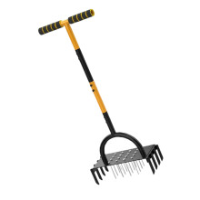 Lawn Aerator with Ergonomic T Handle and 16 Carbon Steel Spikes for Effective Soil and Lawn Care