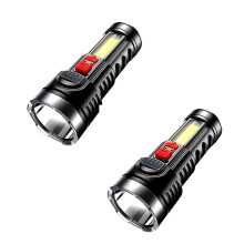 2 Pack LED Tactical Flashlight USB Rechargeable with 4 Light Modes for Outdoor and Emergency Use Black