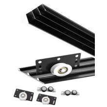 Sliding Door Track Kit 220cm Aluminum Rails, Low Noise Smooth Glide Wardrobe Sliding Door Hardware