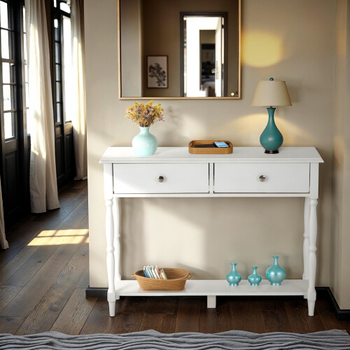 Seconique Stratford 2 Drawer Console Table - White