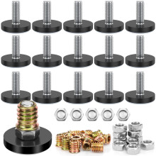 16 Pcs Adjustable Furniture Leveling Feet with Inserts, Carbon Steel Table Leg Levelers for Floor Protection