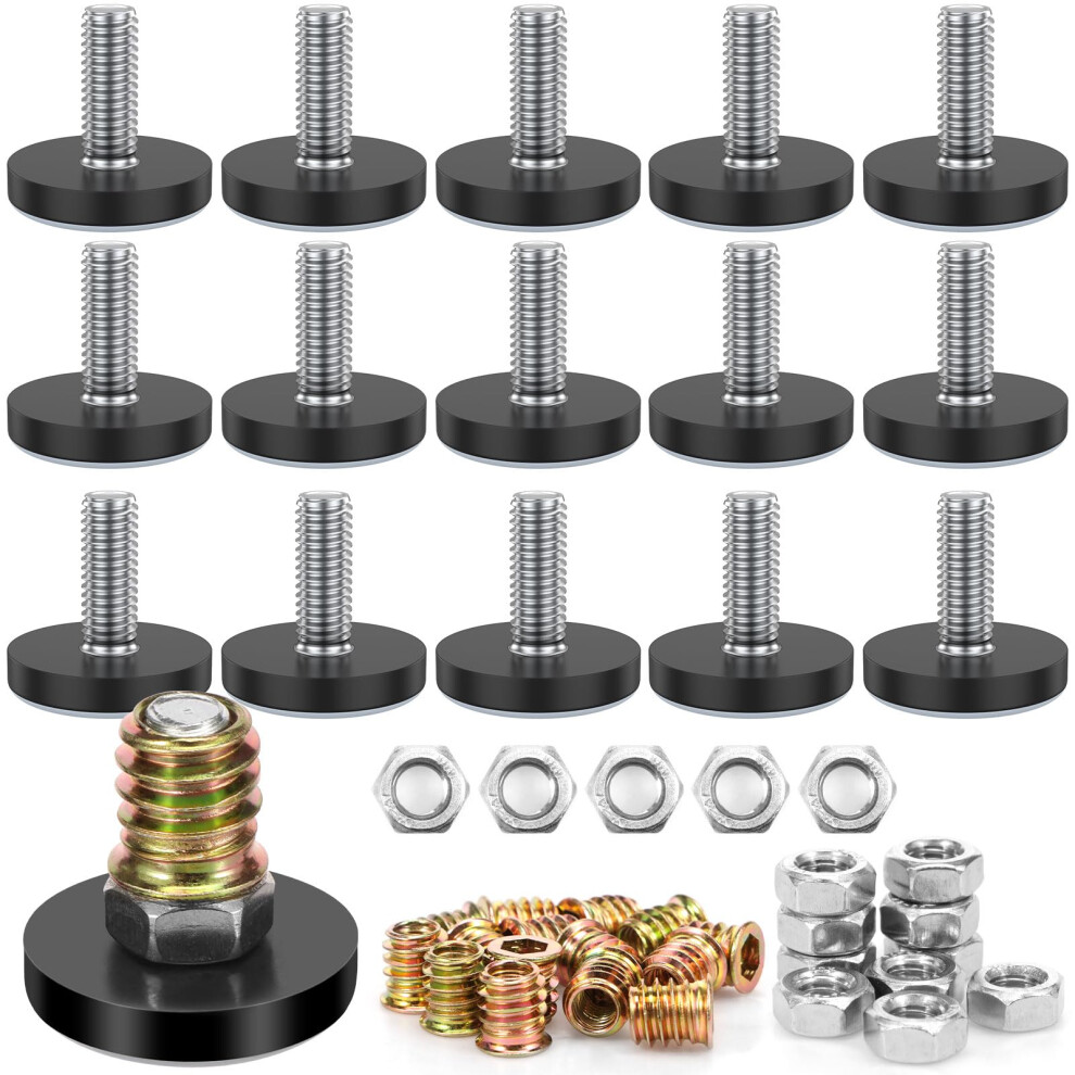 16 Pcs Adjustable Furniture Leveling Feet With Inserts, Carbon Steel Table Leg Levelers For Floor Protection 9092120321876