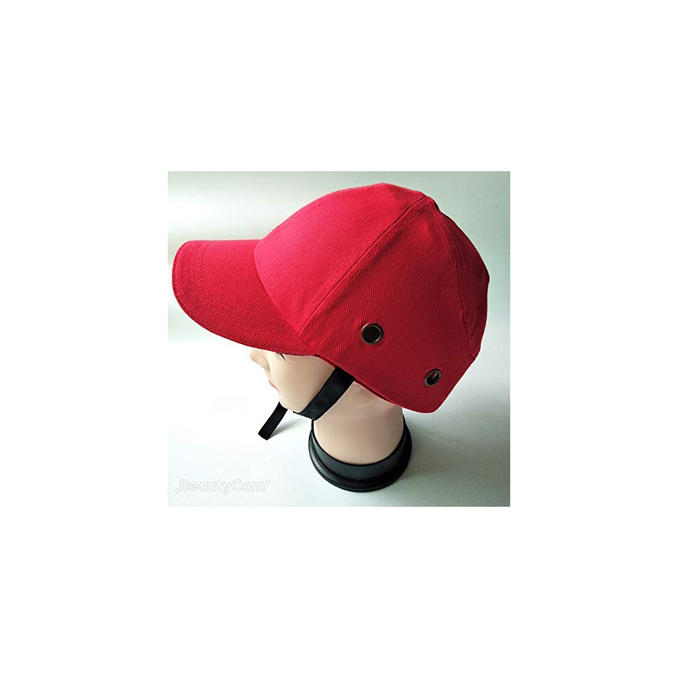 Lightweight Safety Bump Cap Red Baseball Style Hard Hat With Reflective And Breathable Design 9092120321937