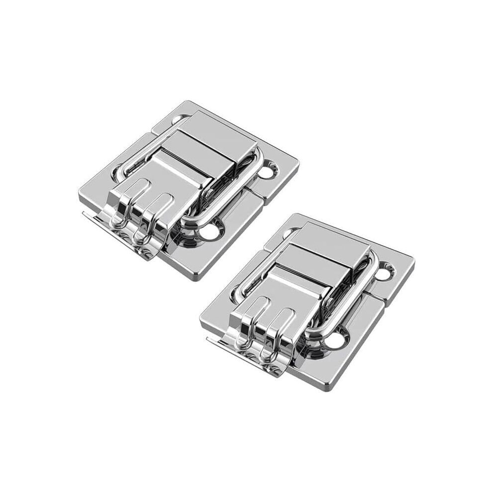 Heavy Duty Toggle Latch Spring Loaded Hasp Lock, Chrome Finish, Secure Closure For Tool Box Trunk Case, Pack Of 2 9771547696650
