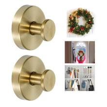Gold Stainless Steel Suction Cup Hooks for Shower and Bathroom, Rustproof NoDrill Design, Heavy Duty 17lbs (2 Pack)