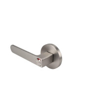 Brushed Nickel Bathroom Door Handle Lock with Clear Occupancy Indicator for Modern Privacy Use