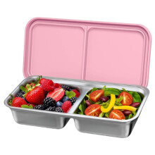 Lot de 3 Boîtes à Goûter en Acier Inoxydable avec Couvercles en Silicone, Idéales pour le Déjeuner, le Bureau, les Voyages et le Camping