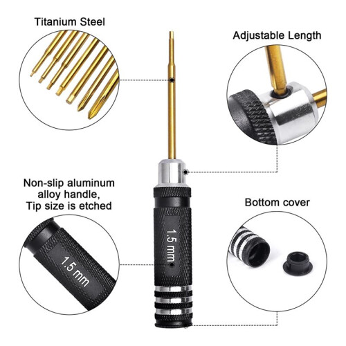 Kit D'Outils RC : Tournevis Hexagonal et Cruciforme pour 2