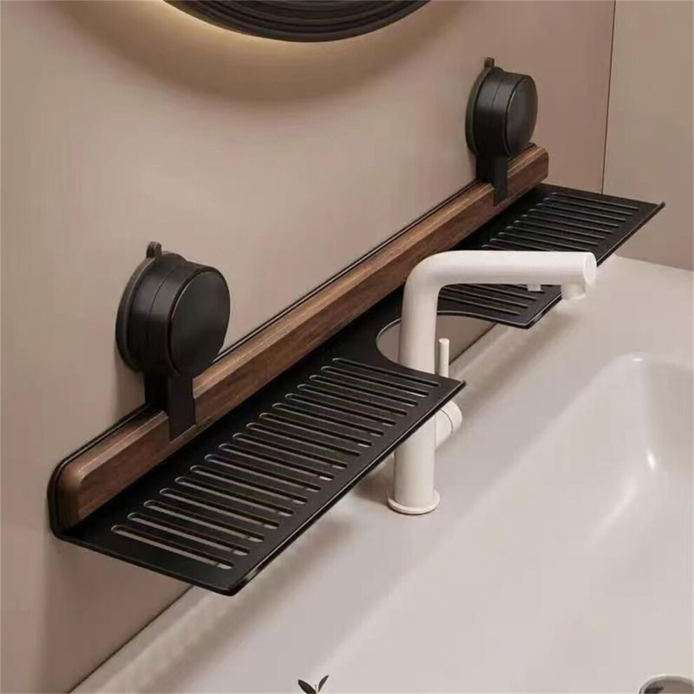 Sink Organizer Over Faucet Shelf With Suction Cups, Waterproof 15.7In Walnut Rack For Kitchen Or Bathroom 9073542841180