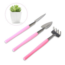 Mini Gardening Tools Set, 3Pcs Stainless Steel Succulent Kit with Shovel Rake Spade for Indoor Potted Plants (Blue)