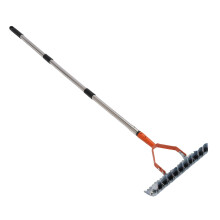 Lawn Dethatcher Thatch Rake 52.76in with Curved Steel Tines and Ergonomic Extendable Handle for Deep Thatch Removal Yard Cleanup
