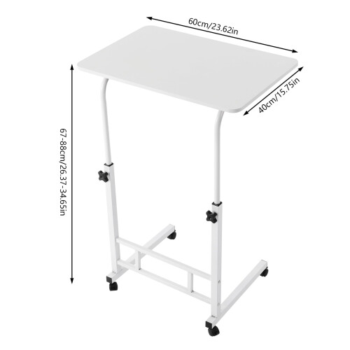 Adjustable Standing Desk with Wheels, Compact Rolling Computer Table for Home Office, White, 23.6x15.7in 2